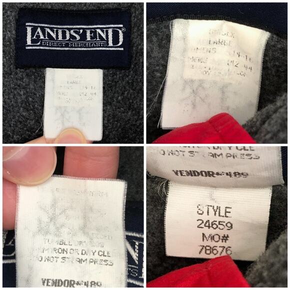 Land’s End VTG Pullover Jacket Fleece Lined 1/4 Zip Collared Unisex Large in Red - Picture 13 of 16